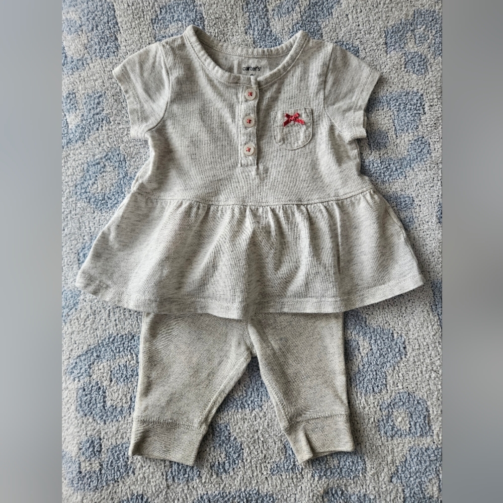 Gray Baby Dress and Leggings Set